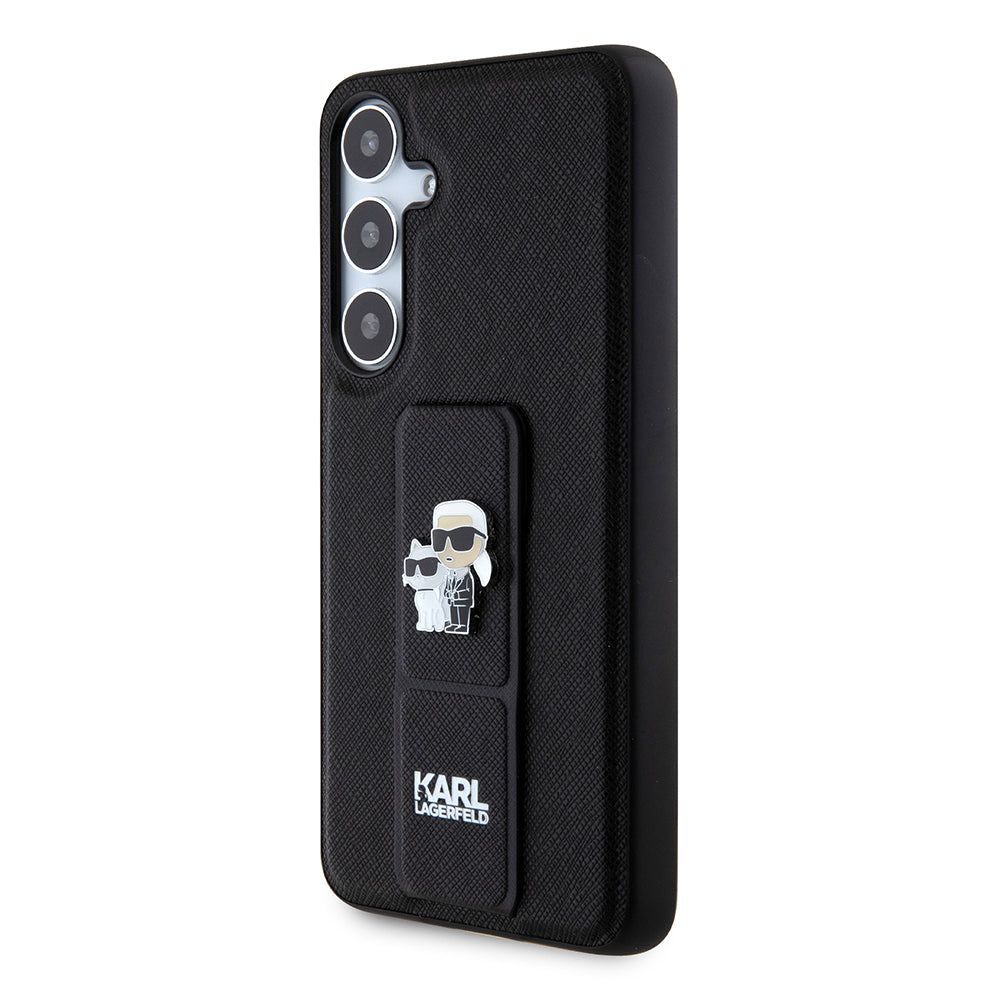 Husa MagSafe pentru Samsung Galaxy S24+ S926, Karl Lagerfeld, Saffiano Gripstand Karl & Choupette, Neagra