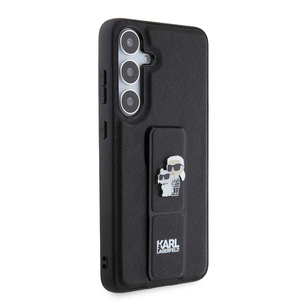 Husa MagSafe pentru Samsung Galaxy S24+ S926, Karl Lagerfeld, Saffiano Gripstand Karl & Choupette, Neagra
