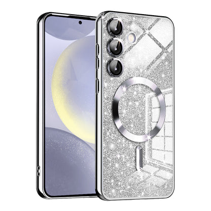 Husa MagSafe pentru Samsung Galaxy S24+ S926, Techsuit, Luxury Glitter, Argintie