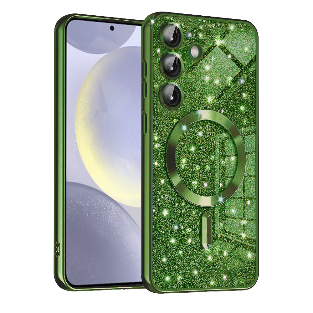 Husa MagSafe pentru Samsung Galaxy S24+ S926, Techsuit, Luxury Glitter, Verde Inchis