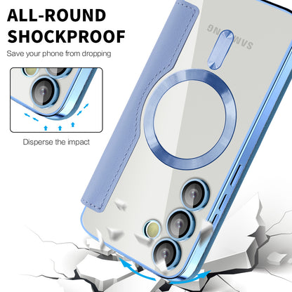 Husa MagSafe pentru Samsung Galaxy S24+ S926, Techsuit, SmartMag Book, Bleu