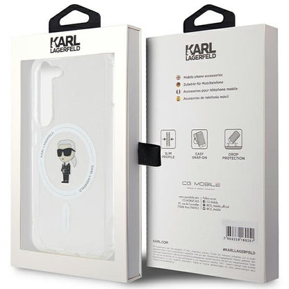Husa MagSafe pentru Samsung Galaxy S24 S921, Karl Lagerfeld, IML Ikonik Karl, Transparenta