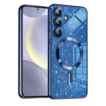 Husa MagSafe pentru Samsung Galaxy S24 S921, Techsuit, Luxury Glitter, Albastra Inchis