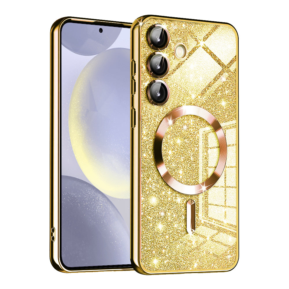 Husa MagSafe pentru Samsung Galaxy S24 S921, Techsuit, Luxury Glitter, Aurie
