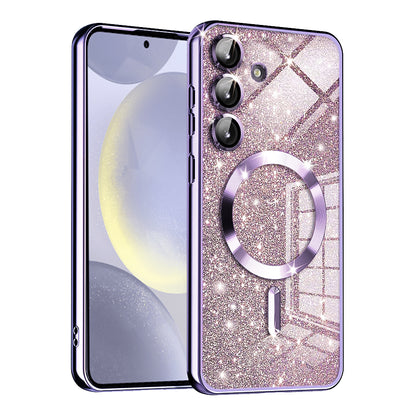 Husa MagSafe pentru Samsung Galaxy S24 S921, Techsuit, Luxury Glitter, Mov Deschis