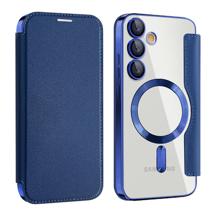 Husa MagSafe pentru Samsung Galaxy S24 S921, Techsuit, SmartMag Book, Albastra