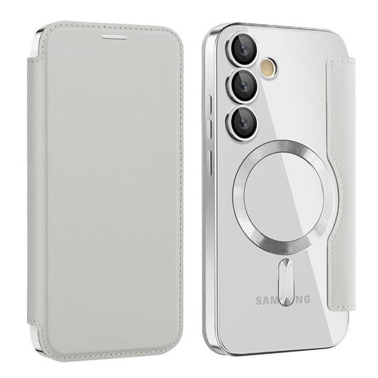 Husa MagSafe pentru Samsung Galaxy S24 S921, Techsuit, SmartMag Book, Gri
