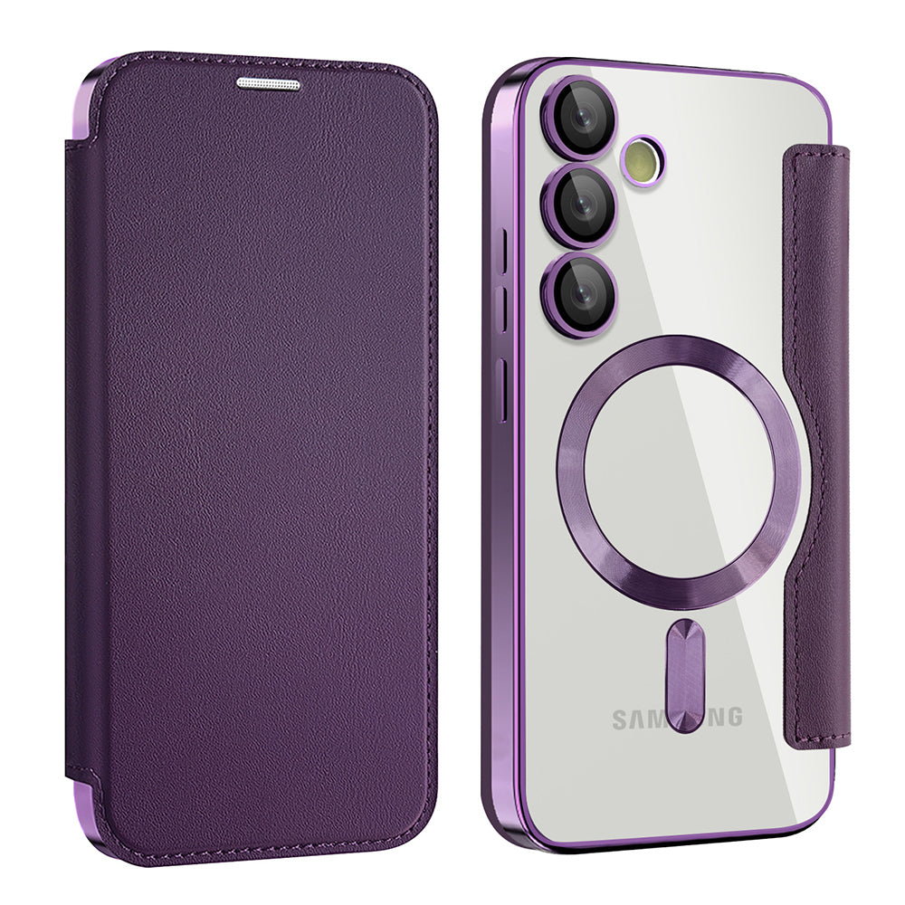 Husa MagSafe pentru Samsung Galaxy S24 S921, Techsuit, SmartMag Book, Mov