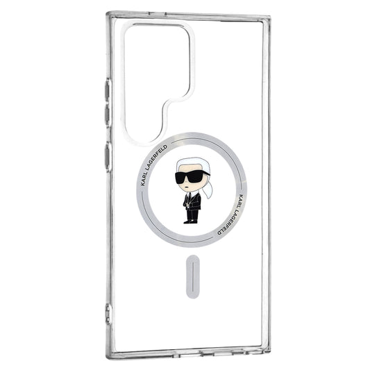 Husa MagSafe pentru Samsung Galaxy S24 Ultra S928, Karl Lagerfeld, IML Ikonik Karl, Transparenta