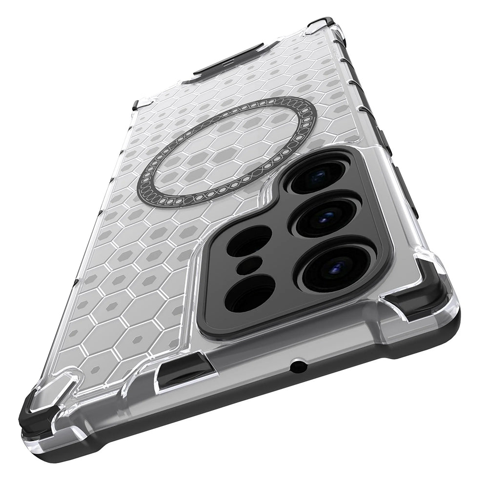 Husa MagSafe pentru Samsung Galaxy S24 Ultra S928, Techsuit, HoneyComb Shield, Alba