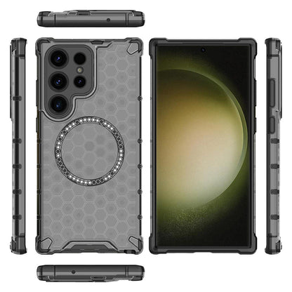 Husa MagSafe pentru Samsung Galaxy S24 Ultra S928, Techsuit, HoneyComb Shield, Neagra
