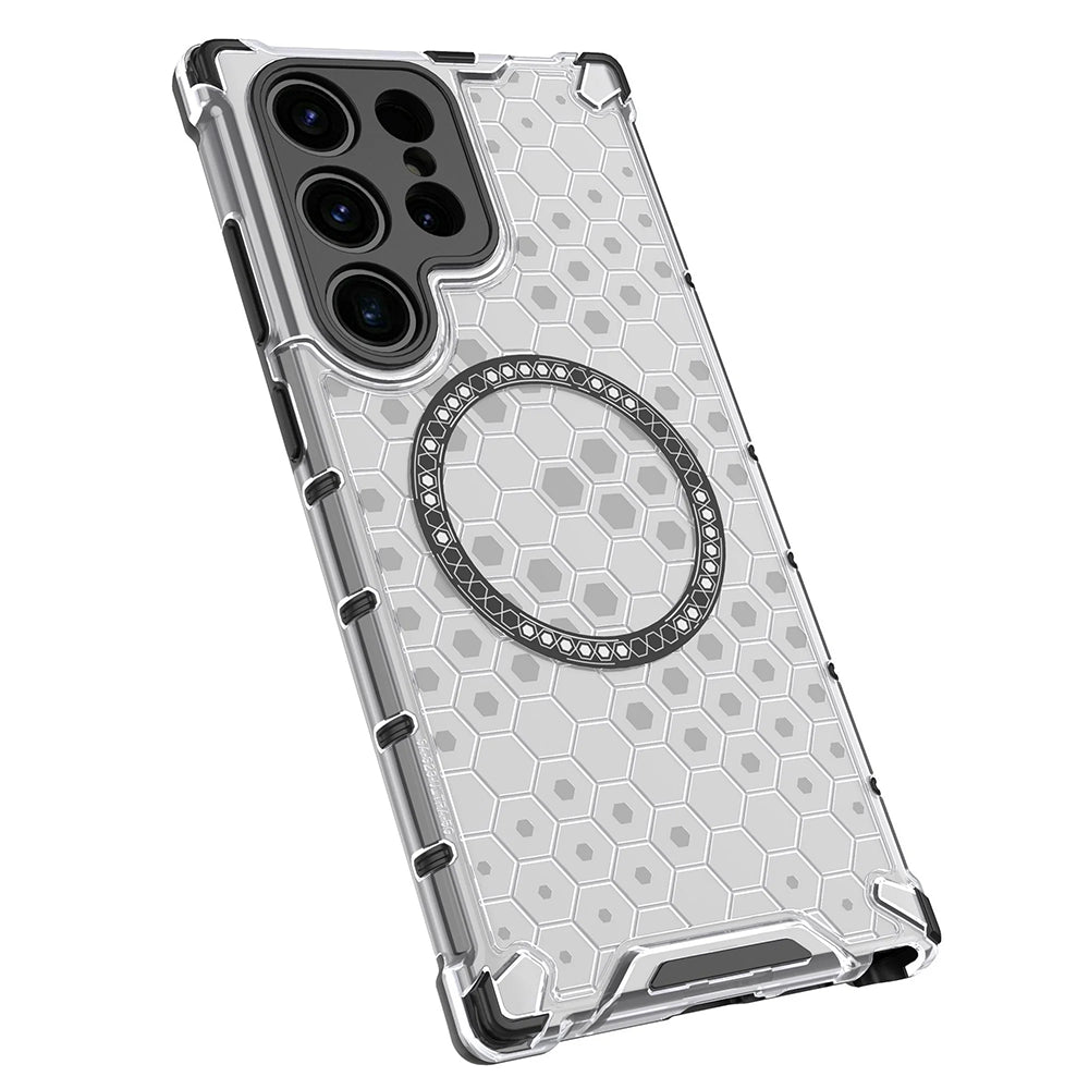 Husa MagSafe pentru Samsung Galaxy S24 Ultra S928, Techsuit, HoneyComb Shield, Neagra