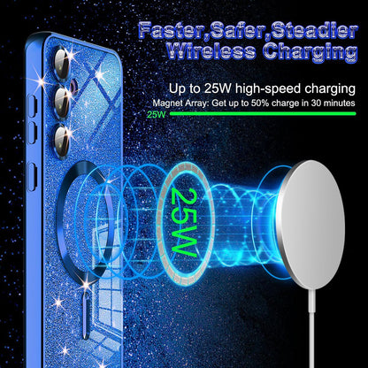 Husa MagSafe pentru Samsung Galaxy S24 Ultra S928, Techsuit, Luxury Glitter, Mov Deschis