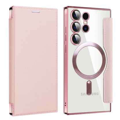 Husa MagSafe pentru Samsung Galaxy S24 Ultra S928, Techsuit, SmartMag Book, Roz