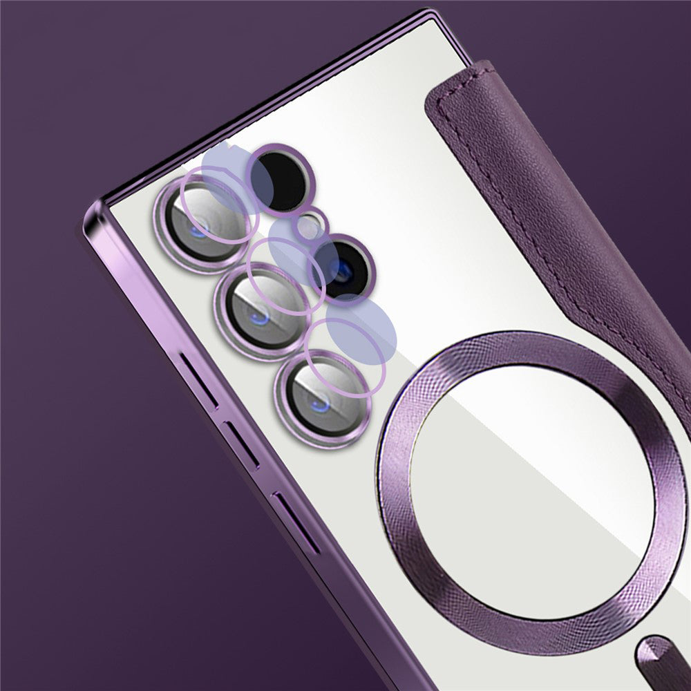 Husa MagSafe pentru Samsung Galaxy S24 Ultra S928, Techsuit, SmartMag Book, Roz