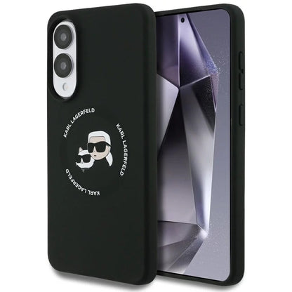 Husa MagSafe pentru Samsung Galaxy S25 Edge S937, Karl Lagerfeld, Silicone Double Heads, Neagra