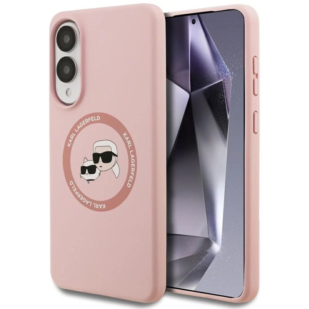 Husa MagSafe pentru Samsung Galaxy S25 Edge S937, Karl Lagerfeld, Silicone Double Heads, Roz