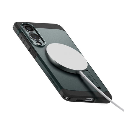 Husa MagSafe pentru Samsung Galaxy S25 Edge S937, Spigen, Tough Armor, Verde ACS09424