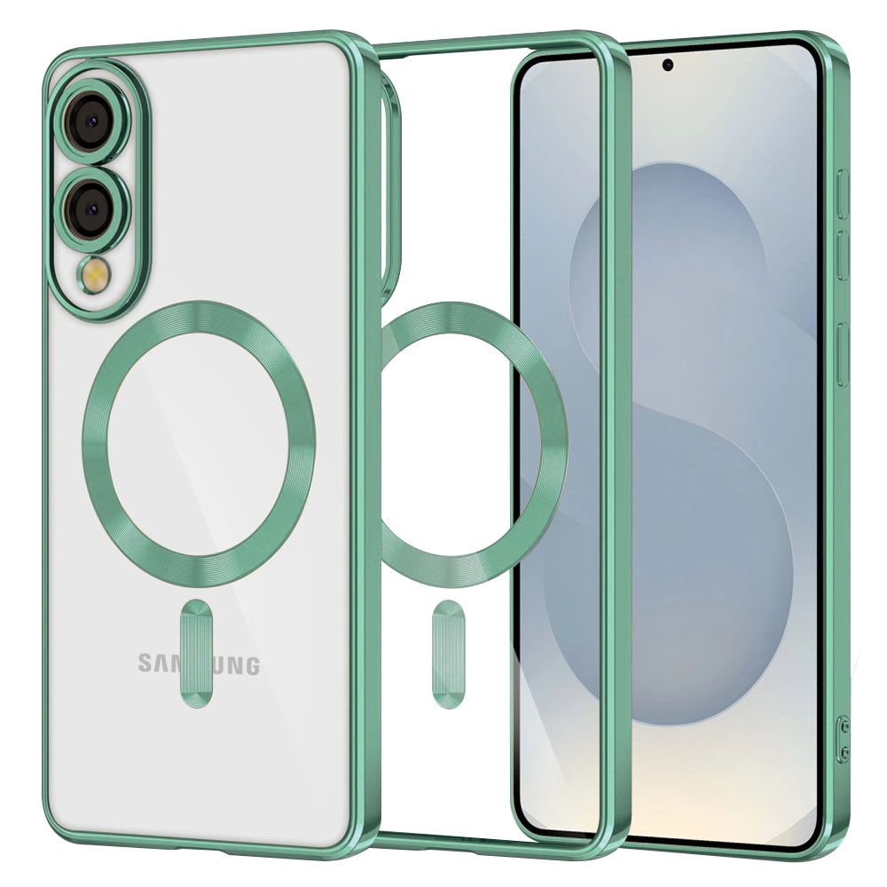 Husa MagSafe pentru Samsung Galaxy S25 Edge S937, Techsuit, Luxury Crystal, Verde Deschis