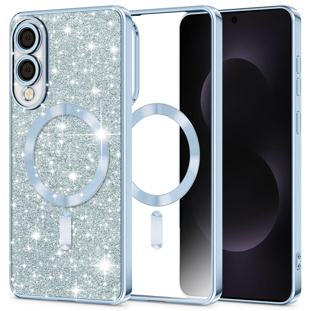 Husa MagSafe pentru Samsung Galaxy S25 Edge S937, Techsuit, Luxury Glitter, Bleu