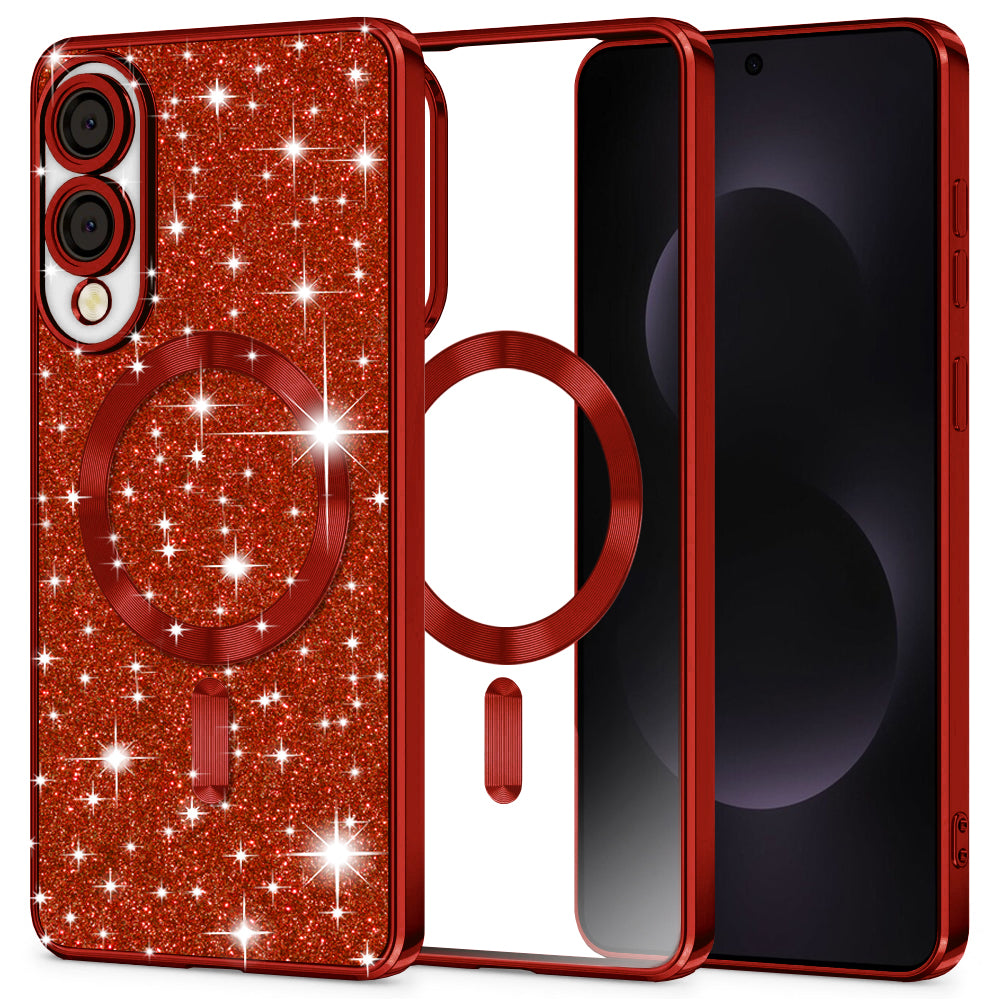 Husa MagSafe pentru Samsung Galaxy S25 Edge S937, Techsuit, Luxury Glitter, Rosie