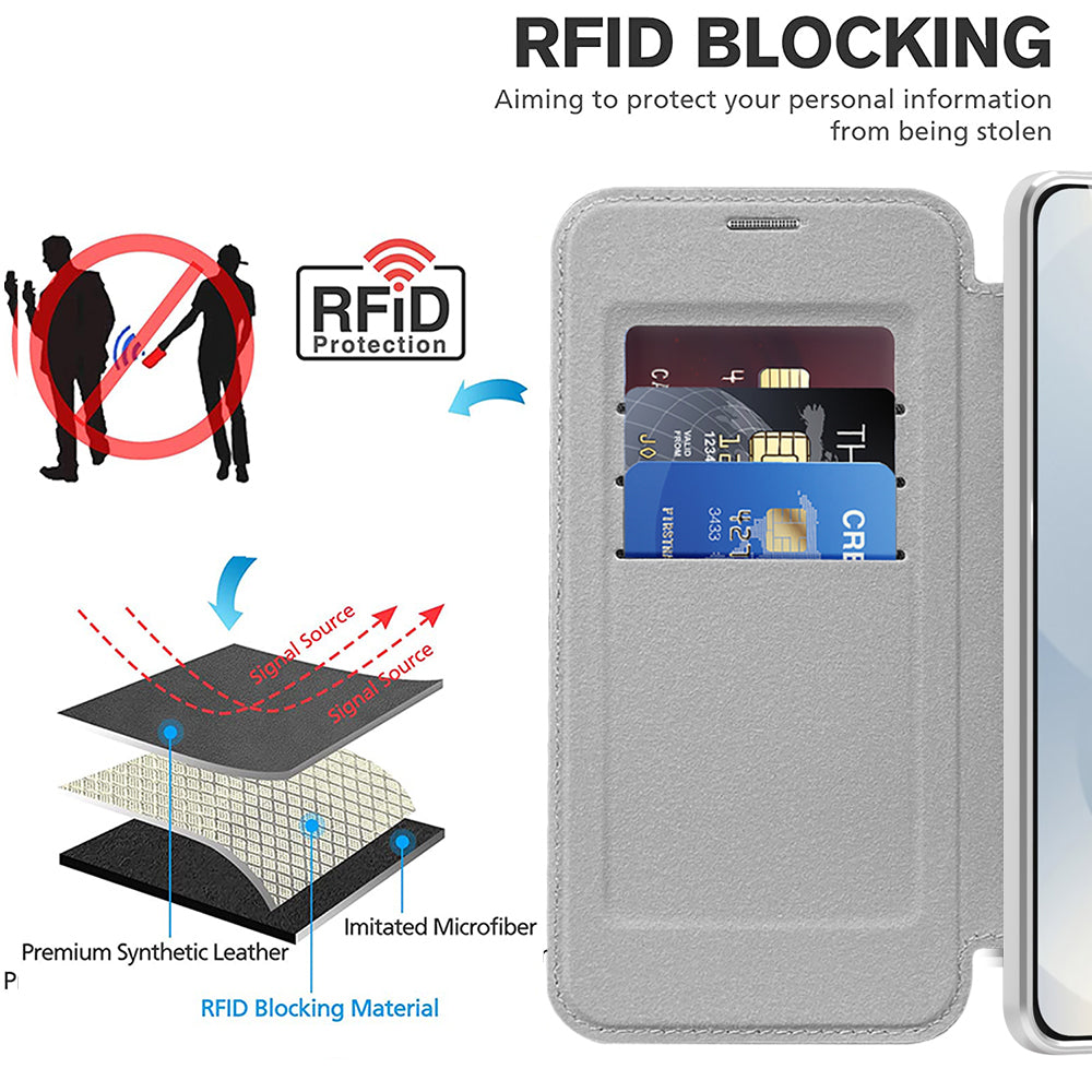 Husa MagSafe pentru Samsung Galaxy S25 Edge S937, Techsuit, SmartMag Book, Gri