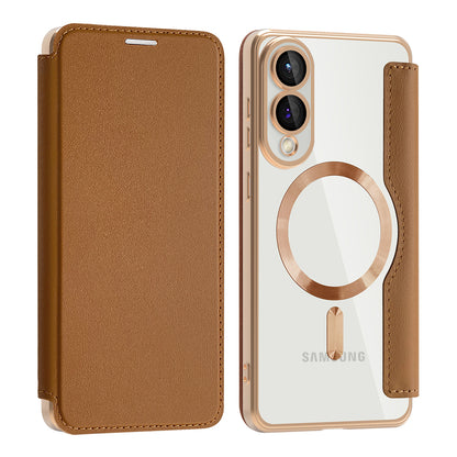 Husa MagSafe pentru Samsung Galaxy S25 Edge S937, Techsuit, SmartMag Book, Maro
