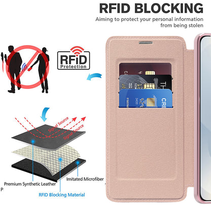 Husa MagSafe pentru Samsung Galaxy S25 Edge S937, Techsuit, SmartMag Book, Roz