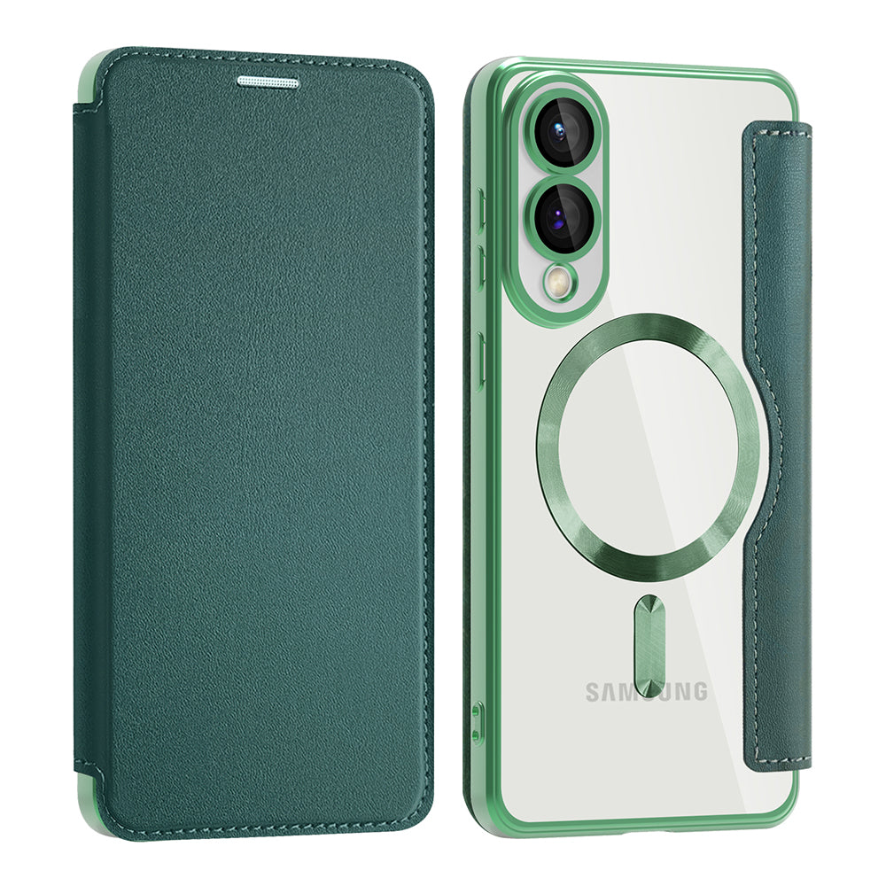 Husa MagSafe pentru Samsung Galaxy S25 Edge S937, Techsuit, SmartMag Book, Verde