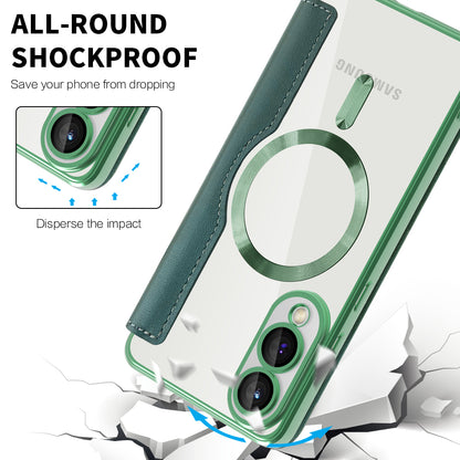 Husa MagSafe pentru Samsung Galaxy S25 Edge S937, Techsuit, SmartMag Book, Verde