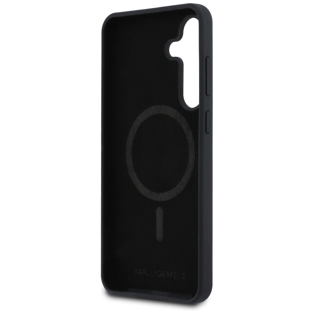 Husa MagSafe pentru Samsung Galaxy S25 FE, Karl Lagerfeld, Silicone Karl & Choupette's Heads, Neagra