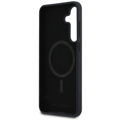 Husa MagSafe pentru Samsung Galaxy S25 FE, Karl Lagerfeld, Silicone Karl & Choupette's Heads, Neagra