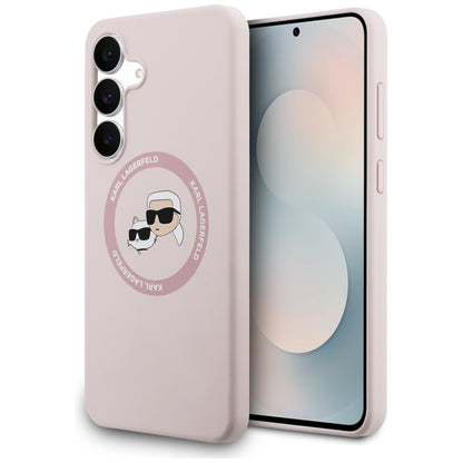 Husa MagSafe pentru Samsung Galaxy S25 FE, Karl Lagerfeld, Silicone Karl & Choupette's Heads, Roz