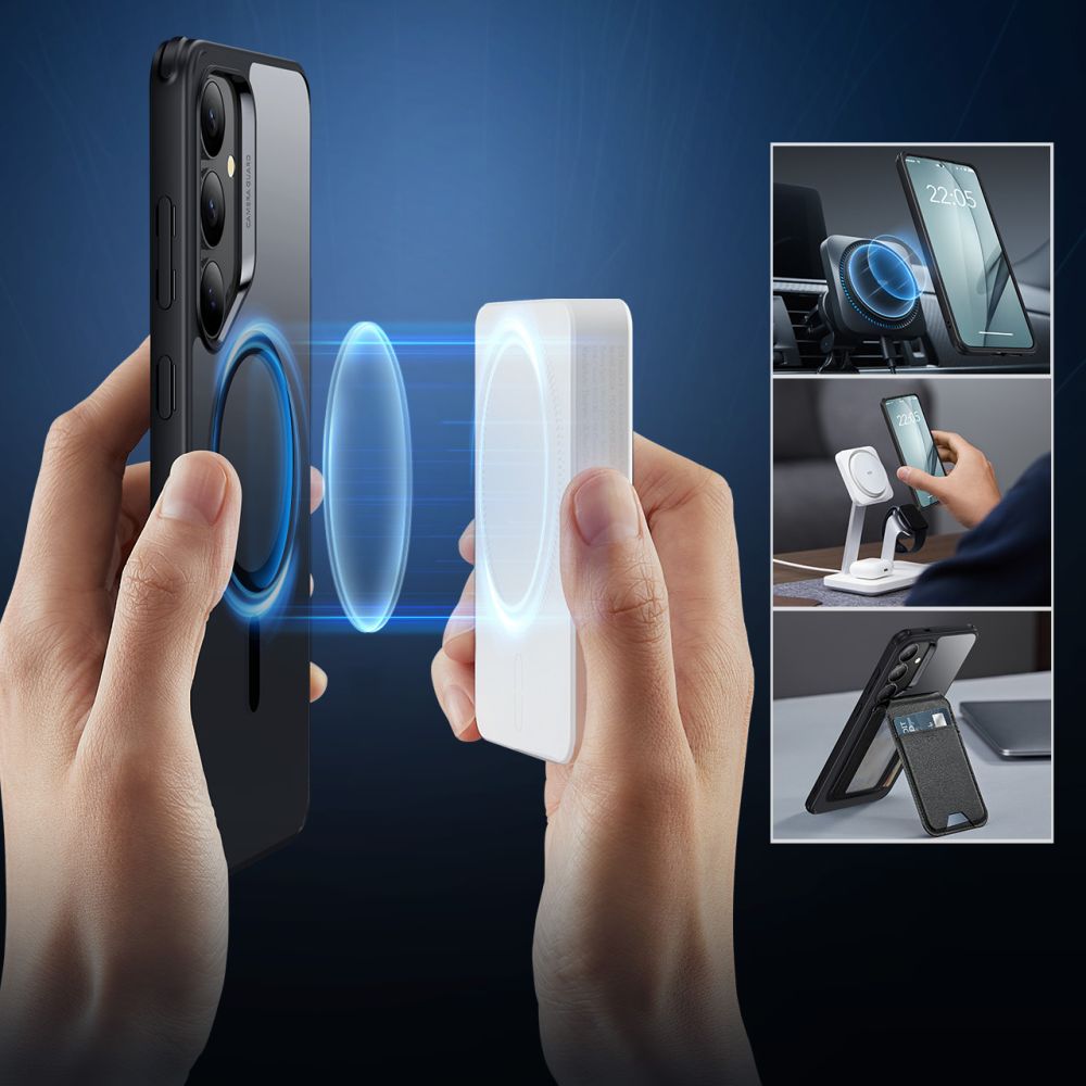 Husa MagSafe pentru Samsung Galaxy S25+ S936, ESR, Classic Hybrid, Neagra Transparenta