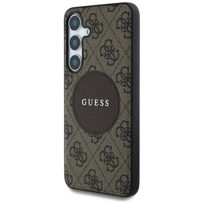 Husa MagSafe pentru Samsung Galaxy S25+ S936, Guess, 4G Circle Classic Logo, Maro