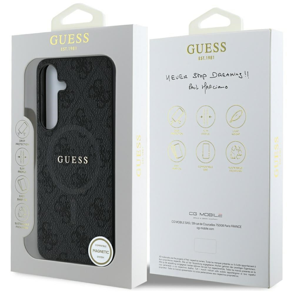 Husa MagSafe pentru Samsung Galaxy S25+ S936, Guess, 4G Ring Classic Logo, Neagra