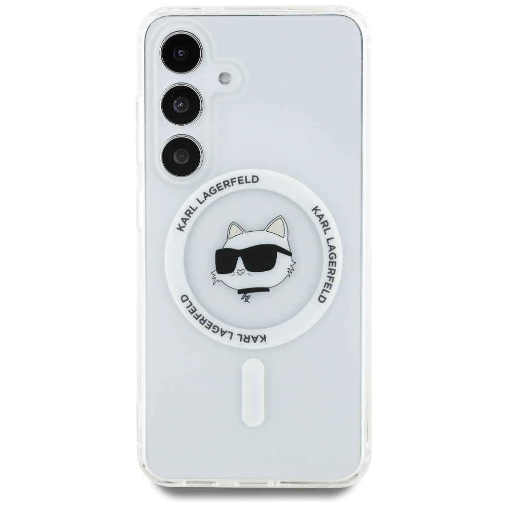 Husa MagSafe pentru Samsung Galaxy S25+ S936, Karl Lagerfeld, IML Choupette's Head, Alba