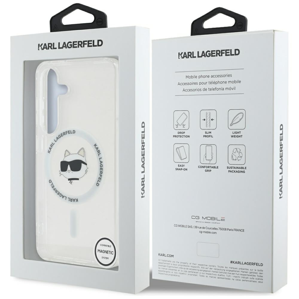 Husa MagSafe pentru Samsung Galaxy S25+ S936, Karl Lagerfeld, IML Choupette's Head, Alba