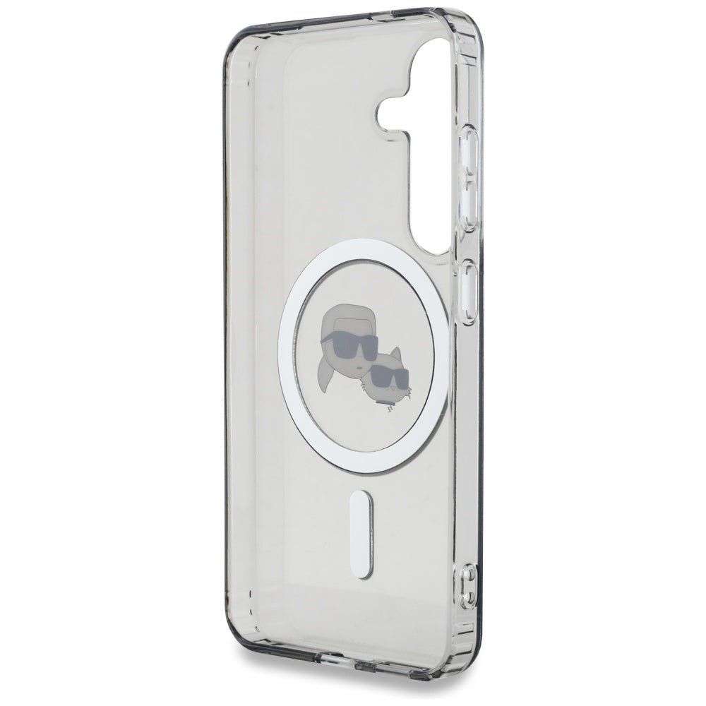 Husa MagSafe pentru Samsung Galaxy S25+ S936, Karl Lagerfeld, IML Metal Karl & Choupette's Heads, Neagra