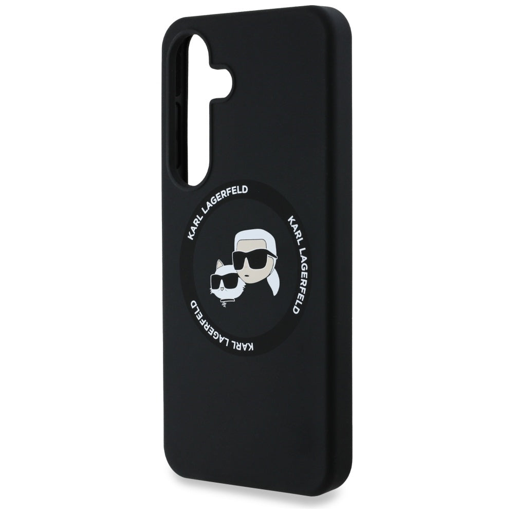 Husa MagSafe pentru Samsung Galaxy S25+ S936, Karl Lagerfeld, Silicone Double Heads, Neagra