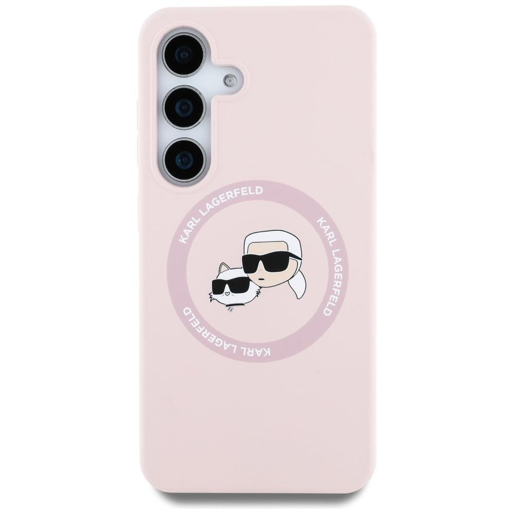 Husa MagSafe pentru Samsung Galaxy S25+ S936, Karl Lagerfeld, Silicone Double Heads, Roz