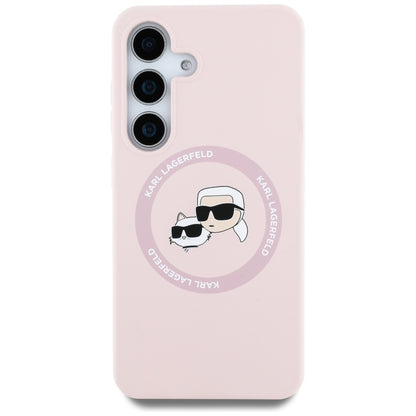 Husa MagSafe pentru Samsung Galaxy S25+ S936, Karl Lagerfeld, Silicone Double Heads, Roz