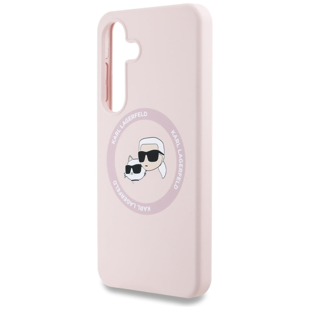 Husa MagSafe pentru Samsung Galaxy S25+ S936, Karl Lagerfeld, Silicone Double Heads, Roz
