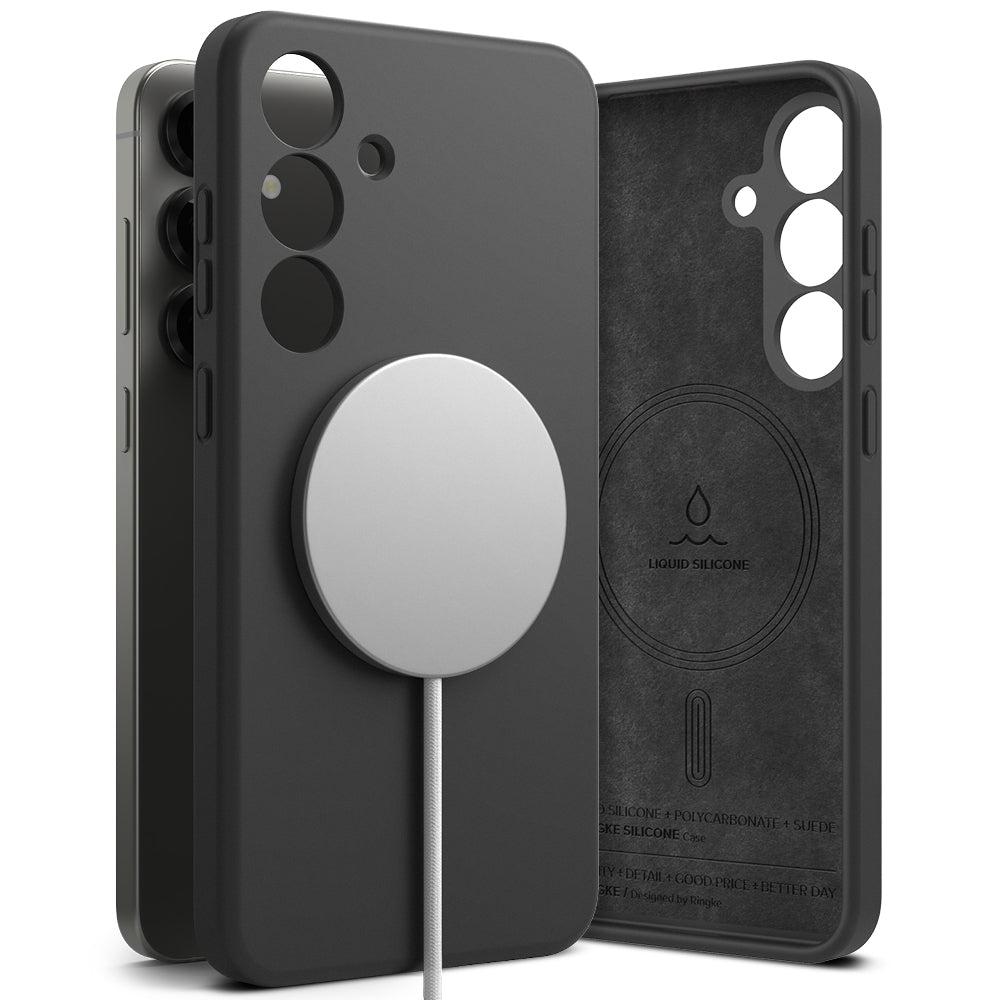Husa MagSafe pentru Samsung Galaxy S25+ S936, Ringke, Silicone, Neagra