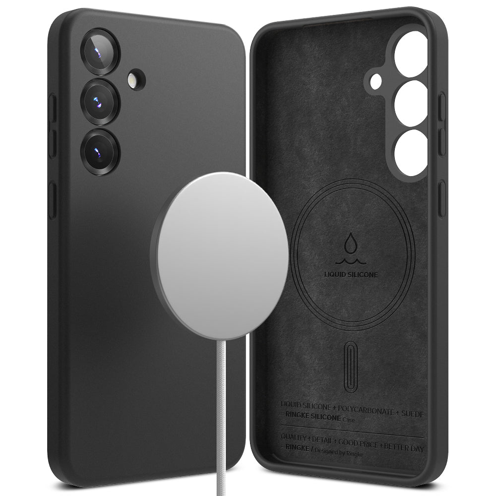 Husa MagSafe pentru Samsung Galaxy S25+ S936, Ringke, Silicone, Neagra