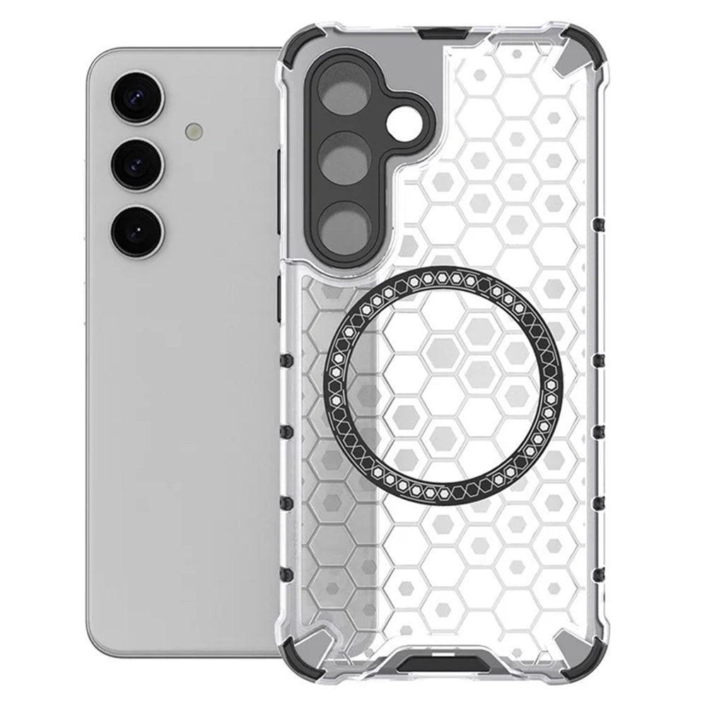 Husa MagSafe pentru Samsung Galaxy S25+ S936, Techsuit, HoneyComb Shield, Alba