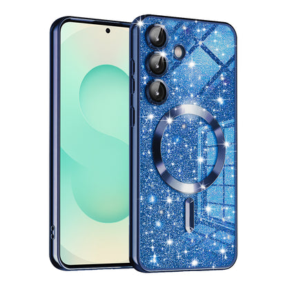 Husa MagSafe pentru Samsung Galaxy S25+ S936, Techsuit, Luxury Glitter, Albastra Inchis