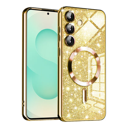 Husa MagSafe pentru Samsung Galaxy S25+ S936, Techsuit, Luxury Glitter, Aurie