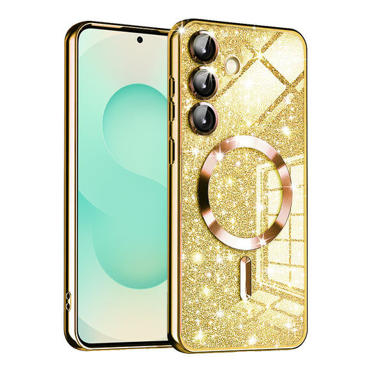 Husa MagSafe pentru Samsung Galaxy S25+ S936, Techsuit, Luxury Glitter, Aurie