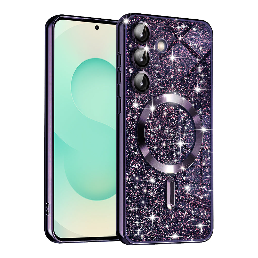 Husa MagSafe pentru Samsung Galaxy S25+ S936, Techsuit, Luxury Glitter, Mov Inchis